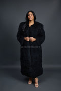 Women's Imani Mongolian Fur Trench Coat [Black]