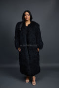 Women's Imani Mongolian Fur Trench Coat [Black]