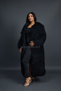 Women's Imani Mongolian Fur Trench Coat [Black]