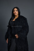 Women's Imani Mongolian Fur Trench Coat [Black]