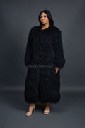 Women's Imani Mongolian Fur Trench Coat [Black]