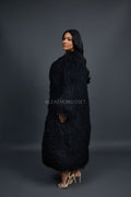 Women's Imani Mongolian Fur Trench Coat [Black]