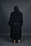 Women's Imani Mongolian Fur Trench Coat [Black]