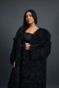 Women's Imani Mongolian Fur Trench Coat [Black]