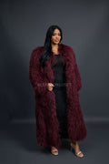 Women's Imani Mongolian Fur Trench Coat [Burgundy]