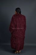 Women's Imani Mongolian Fur Trench Coat [Burgundy]