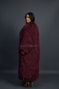 Women's Imani Mongolian Fur Trench Coat [Burgundy]