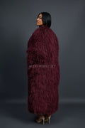 Women's Imani Mongolian Fur Trench Coat [Burgundy]