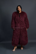 Women's Imani Mongolian Fur Trench Coat [Burgundy]