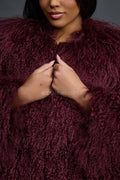 Women's Imani Mongolian Fur Trench Coat [Burgundy]