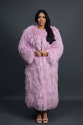 Women's Imani Mongolian Fur Trench Coat [Lavender]