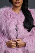 Women's Imani Mongolian Fur Trench Coat [Lavender]