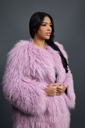 Women's Imani Mongolian Fur Trench Coat [Lavender]