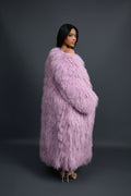 Women's Imani Mongolian Fur Trench Coat [Lavender]