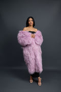 Women's Imani Mongolian Fur Trench Coat [Lavender]