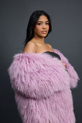 Women's Imani Mongolian Fur Trench Coat [Lavender]