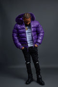 Men’s Aspen Leather Bubble Bomber Jacket [Purple]