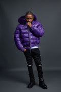 Men’s Aspen Leather Bubble Bomber Jacket [Purple]