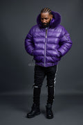 Men’s Aspen Leather Bubble Bomber Jacket [Purple]