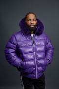 Men’s Aspen Leather Bubble Bomber Jacket [Purple]