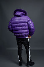 Men’s Aspen Leather Bubble Bomber Jacket [Purple]