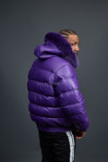 Men’s Aspen Leather Bubble Bomber Jacket [Purple]