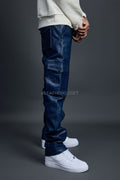 Men's Leather Stack Jean Pants [Navy]