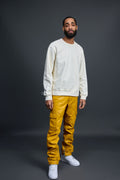 Men's Leather Stack Jean Pants [Yellow]