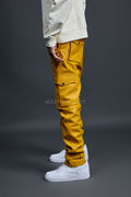 Men's Leather Stack Jean Pants [Yellow]