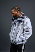 Men's Mink Bomber Jacket With Chinchilla Collar [Arctic]