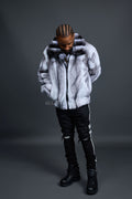 Men's Mink Bomber Jacket With Chinchilla Collar [Arctic]