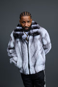 Men's Mink Bomber Jacket With Chinchilla Collar [Arctic]