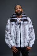 Men's Mink Bomber Jacket With Chinchilla Collar [Arctic]