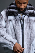 Men's Mink Bomber Jacket With Chinchilla Collar [Arctic]