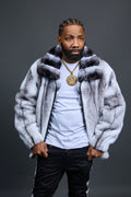 Men's Mink Bomber Jacket With Chinchilla Collar [Arctic]