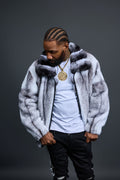 Men's Mink Bomber Jacket With Chinchilla Collar [Arctic]