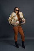 Women's Eva Full Skin Fox Bomber [Gold]