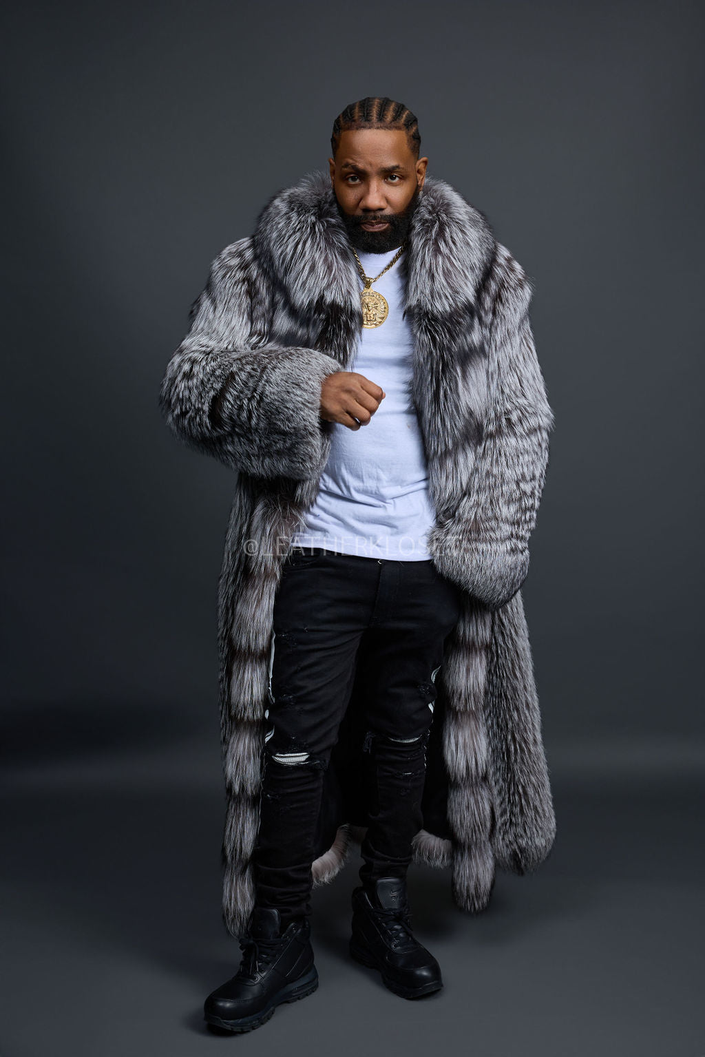 Men's Long Silver Fox Trench Coat – LeatherKloset