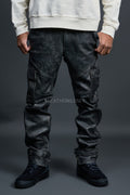 Men's Leather Stack Jean Pants [Grey Distressed]