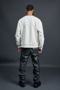 Men's Leather Stack Jean Pants [Grey Distressed]