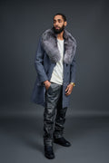 Men's Cashmere Trench Coat Grey With Fox Collar [Silver Fox]