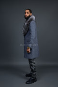 Men's Cashmere Trench Coat Grey With Fox Collar [Silver Fox]