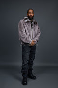 Men's Mink Bomber Jacket With Chinchilla Collar [Grey]