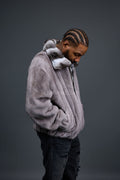 Men's Mink Bomber Jacket With Chinchilla Collar [Grey]