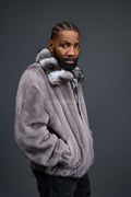 Men's Mink Bomber Jacket With Chinchilla Collar [Grey]