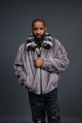 Men's Mink Bomber Jacket With Chinchilla Collar [Grey]