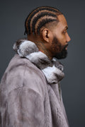 Men's Mink Bomber Jacket With Chinchilla Collar [Grey]