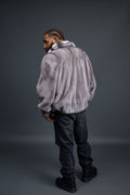 Men's Mink Bomber Jacket With Chinchilla Collar [Grey]