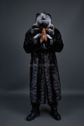 Men's Mink Trench With Chinchilla Collar With Chinchilla Hat [Black]