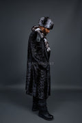 Men's Mink Trench With Chinchilla Collar With Chinchilla Hat [Black]